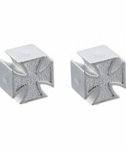 2 Bouchons De Valve TRIK TOPZ Croix De Fer Caps Shrader Argent
