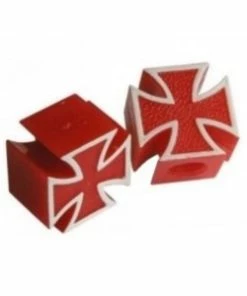 2 Bouchons De Valve TRIK TOPZ Croix De Fer Caps Shrader Rouge