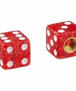 2 Bouchons De Valve TRIK TOPZ Dé Caps Shrader Rouge Translucide