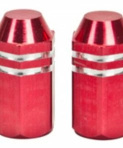 2 Bouchons De Valve TRIK TOPZ Hex Caps Shrader Rouge