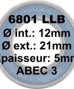 Roulement ENDURO Bearings 6801 LLB 12x21x5 ABEC 3